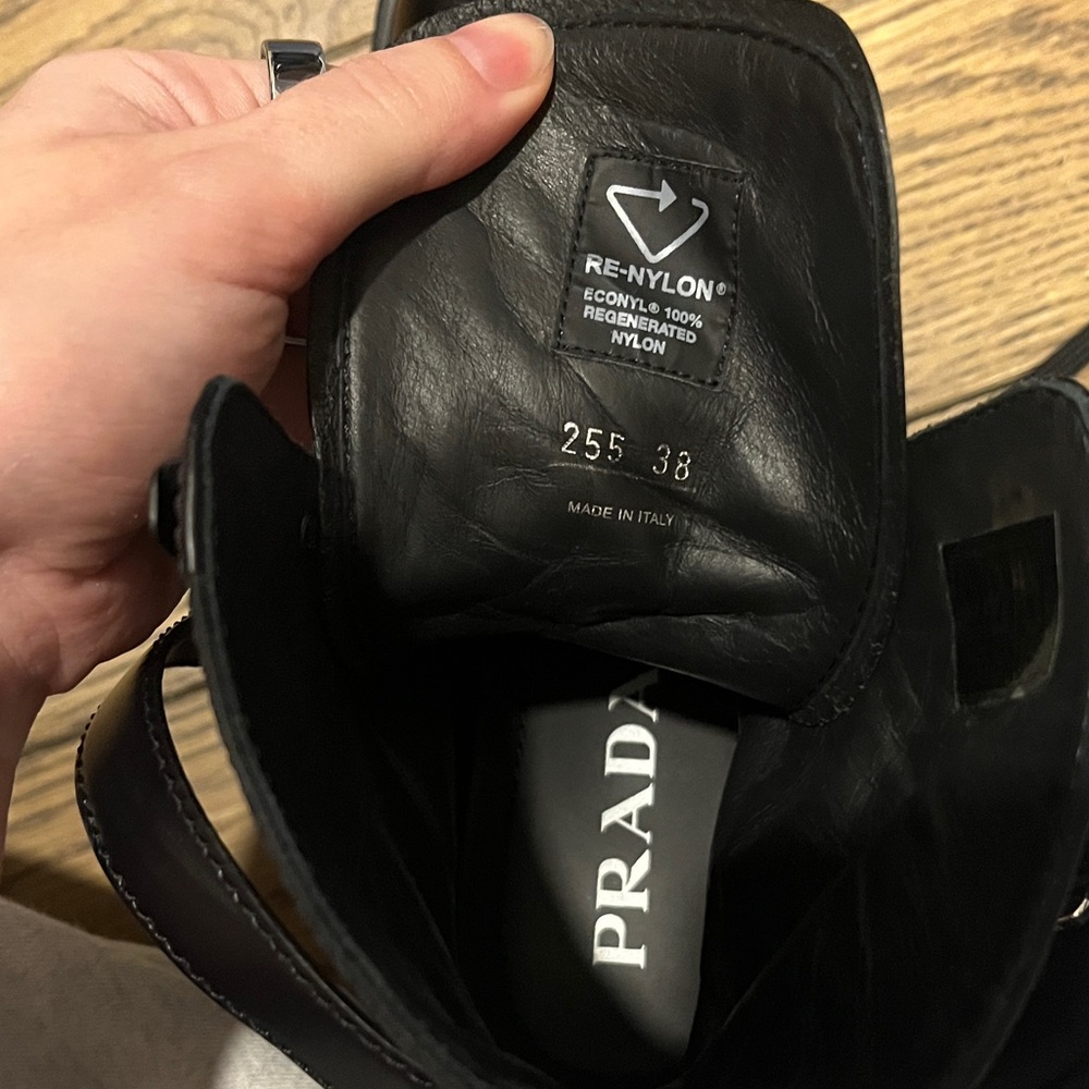 Prada Monilith Black Leather Combat Boots - Picture 8 of 11